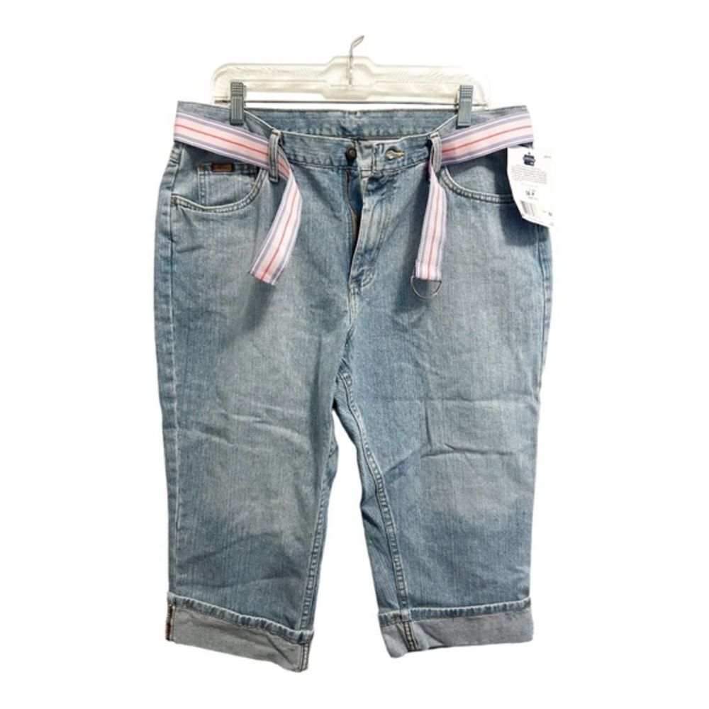 Riders by Lee Light‎ Wash Denim Capri Jeans with Striped Belt Women's Fashion
